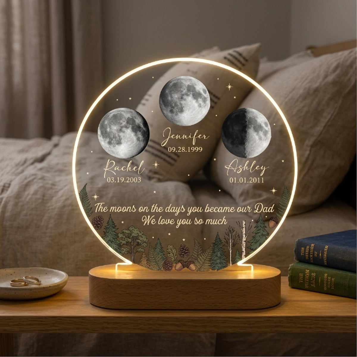 The Days You Became Our Dad, Custom Moon Phase by Date, Personalized Acrylic LED Night Light, Father's Day Gift for Dad, Husband