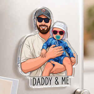 Personalized Portrait From Photo Dad And Kids Magnet: Custom Dad Photo Magnet, Fathers Day Gift For Dad, Gift For Husband, New Dad Gift