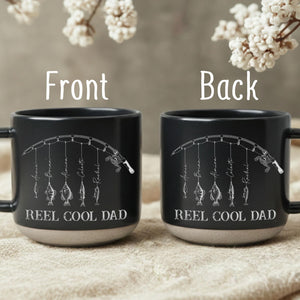 Custom Engraved Reel Cool Dad Fishing Pottery Mug,Fisher Grandpa Mug,Fathers Day Gift, Reel Cool Papa Mug With Kids Name, Fishing Lover Gift