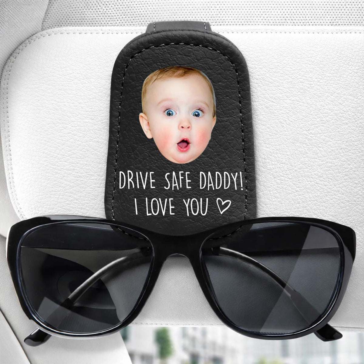 Custom Photo Drive Safe Daddy Sunglasses Holder: Personalized Sunglasses Holder For Dad With Kids Face, Fathers Day, Gift For Dad, Grandpa