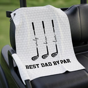 Personalized Best Dad By Par Golf Towel, Golf Towel For Dad Grandpa, Custom Golf Gift From Kids, Fathers Day Golf Accessories