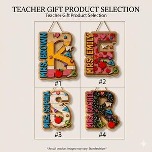 Personalized Alphabet Teacher Door Hanger, Back To School Teacher Gift, Custom Pencil Classroom Sign, Classroom Decor, Custom Name Hanger