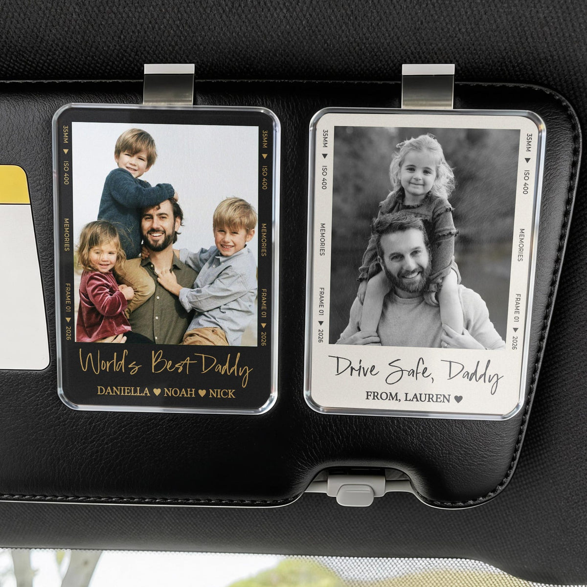 Fathers Day Gift For Dad Photo Car Visor Clip, Drive Safe Daddy, Husband Gift Drive Safe Sun Visor Clip, Acrylic Car Accessories