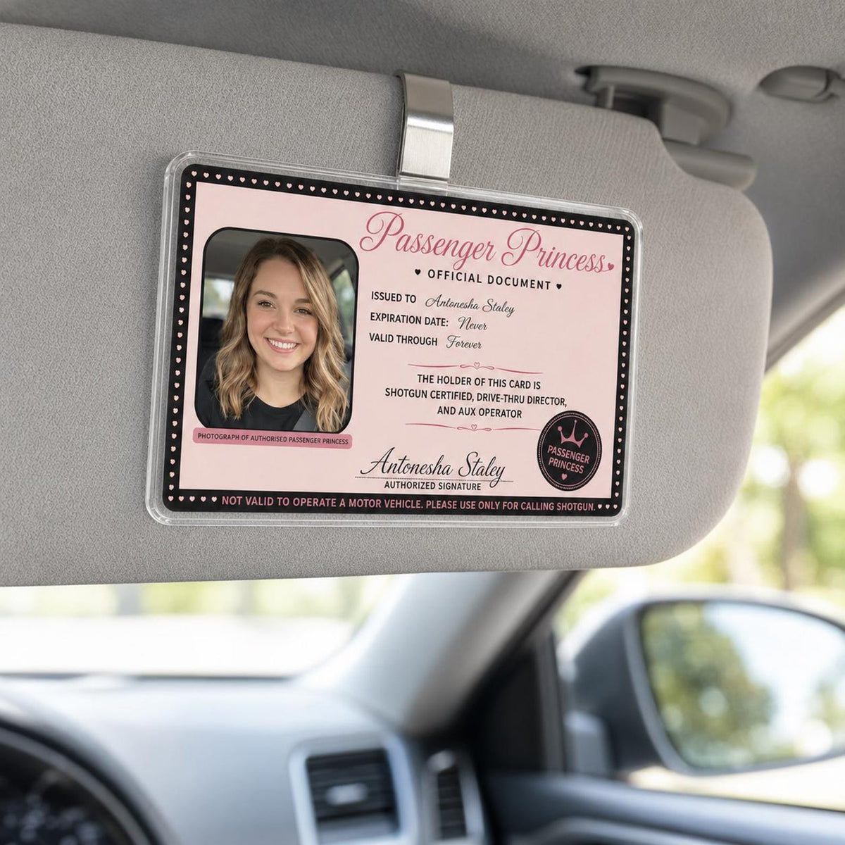 Custom Passenger Princess Car Visor Clip, Car Accessories Owner Gift for Boyfriend, Girl Friend Photo Car visor, Car Decor Gift for Husband