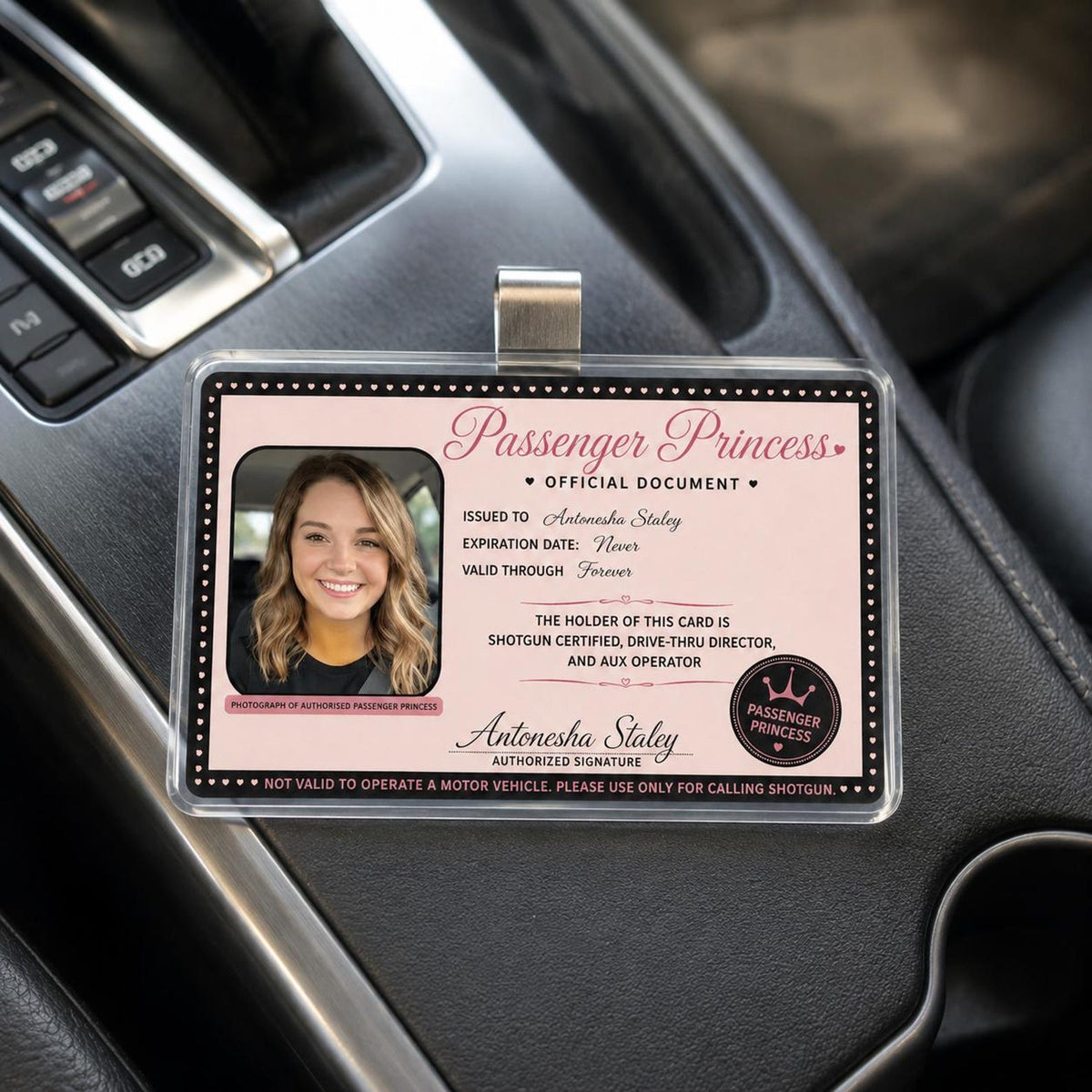 Custom Passenger Princess Car Visor Clip, Car Accessories Owner Gift for Boyfriend, Girl Friend Photo Car visor, Car Decor Gift for Husband