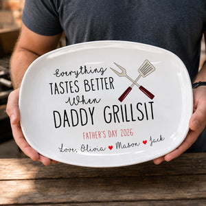Personalized Grill Master Gift for Dad, Father s Day Gifts Grilling Platter with kids names, Custom backyard bbq gift