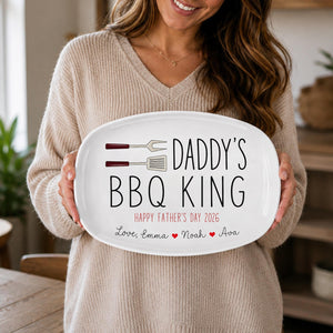 Personalized Grill Master Gift for Dad, Father s Day Gifts Grilling Platter with kids names, Custom backyard bbq gift