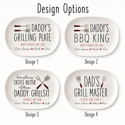 Personalized Grill Master Gift for Dad, Father s Day Gifts Grilling Platter with kids names, Custom backyard bbq gift