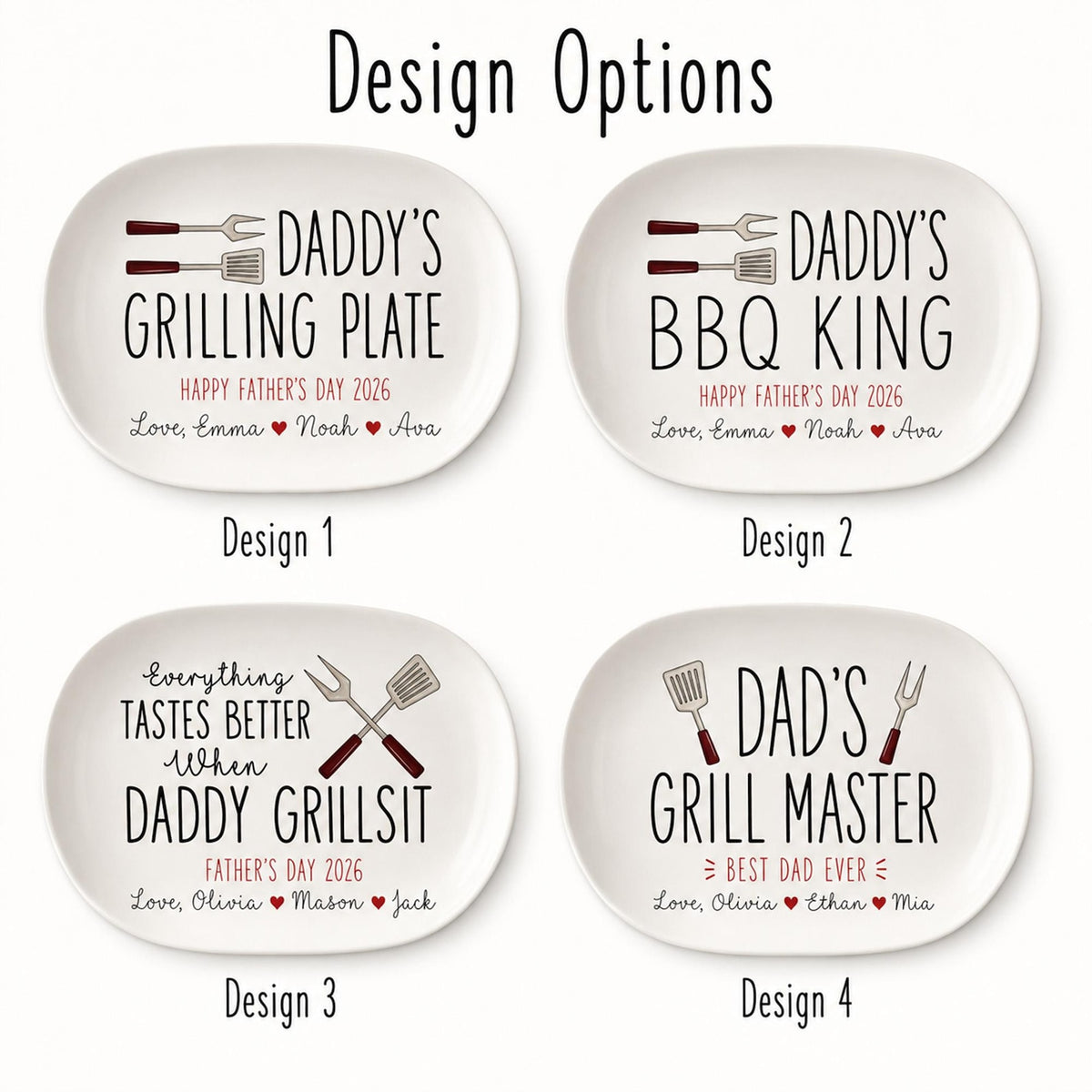 Personalized Grill Master Gift for Dad, Father s Day Gifts Grilling Platter with kids names, Custom backyard bbq gift