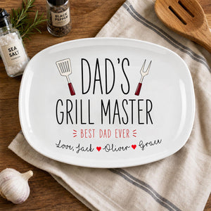 Personalized Grill Master Gift for Dad, Father s Day Gifts Grilling Platter with kids names, Custom backyard bbq gift