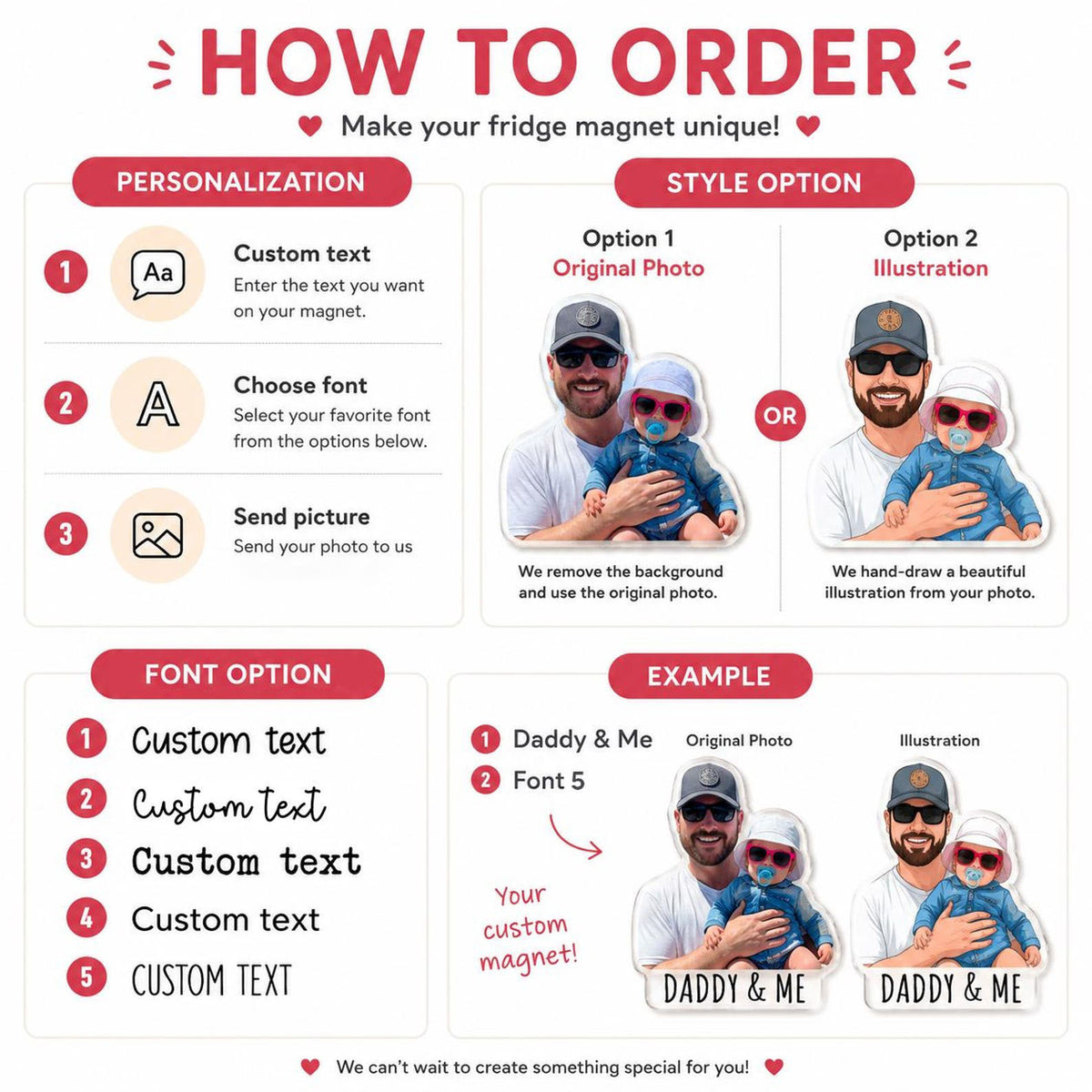 Personalized Portrait From Photo Dad And Kids Magnet: Custom Dad Photo Magnet, Fathers Day Gift For Dad, Gift For Husband, New Dad Gift