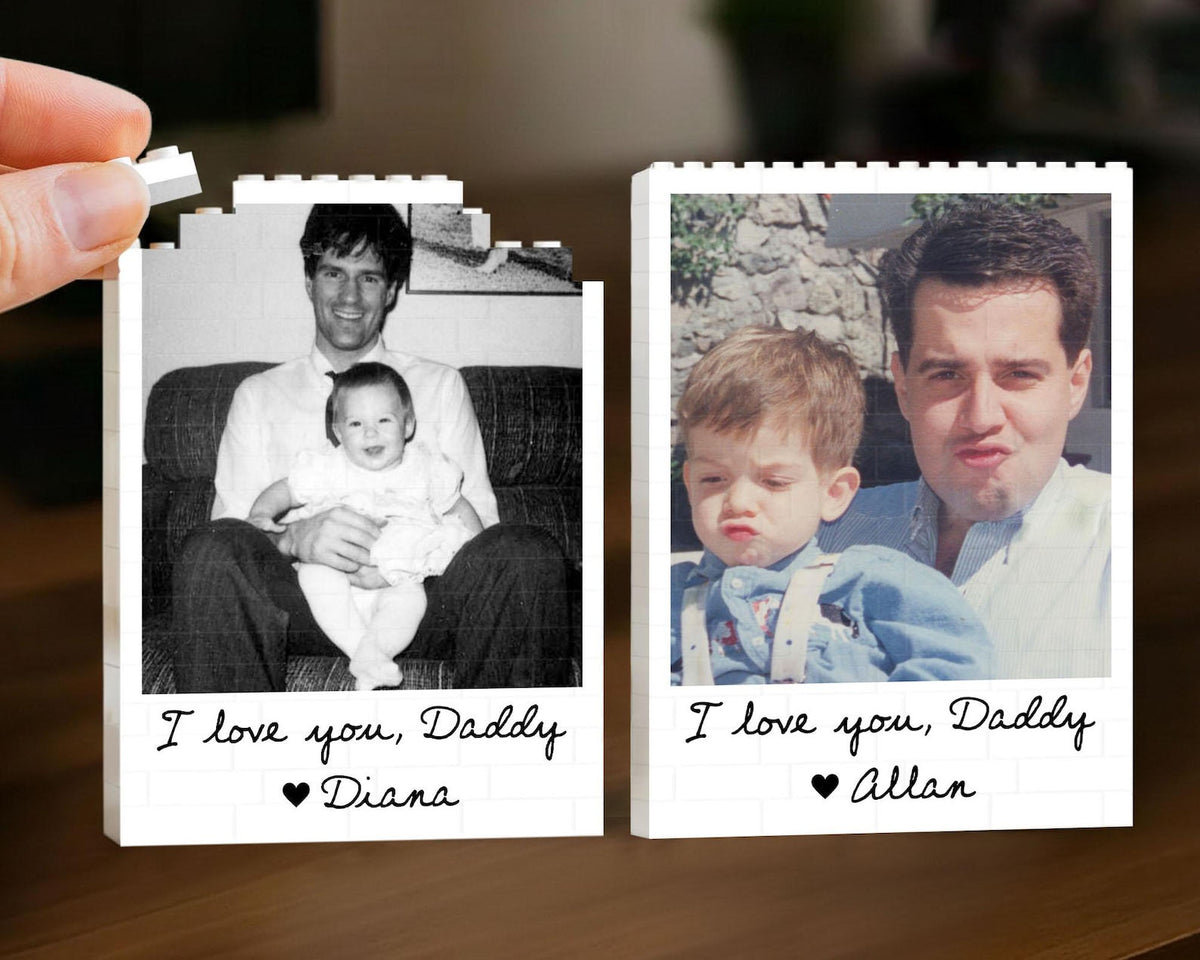 Personalized Photo Building Blocks Gift for Dad, Custom Daddy and Me, New Born Baby Photo Gift, First Fathers Day, Best Dad Gift from Son