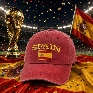 Country Flag Embroidered Hat, Vintage Washed Baseball Cap, World Soccer Fan Dad Hat, Adjustable Cotton Cap, World Cup Inspired Hat