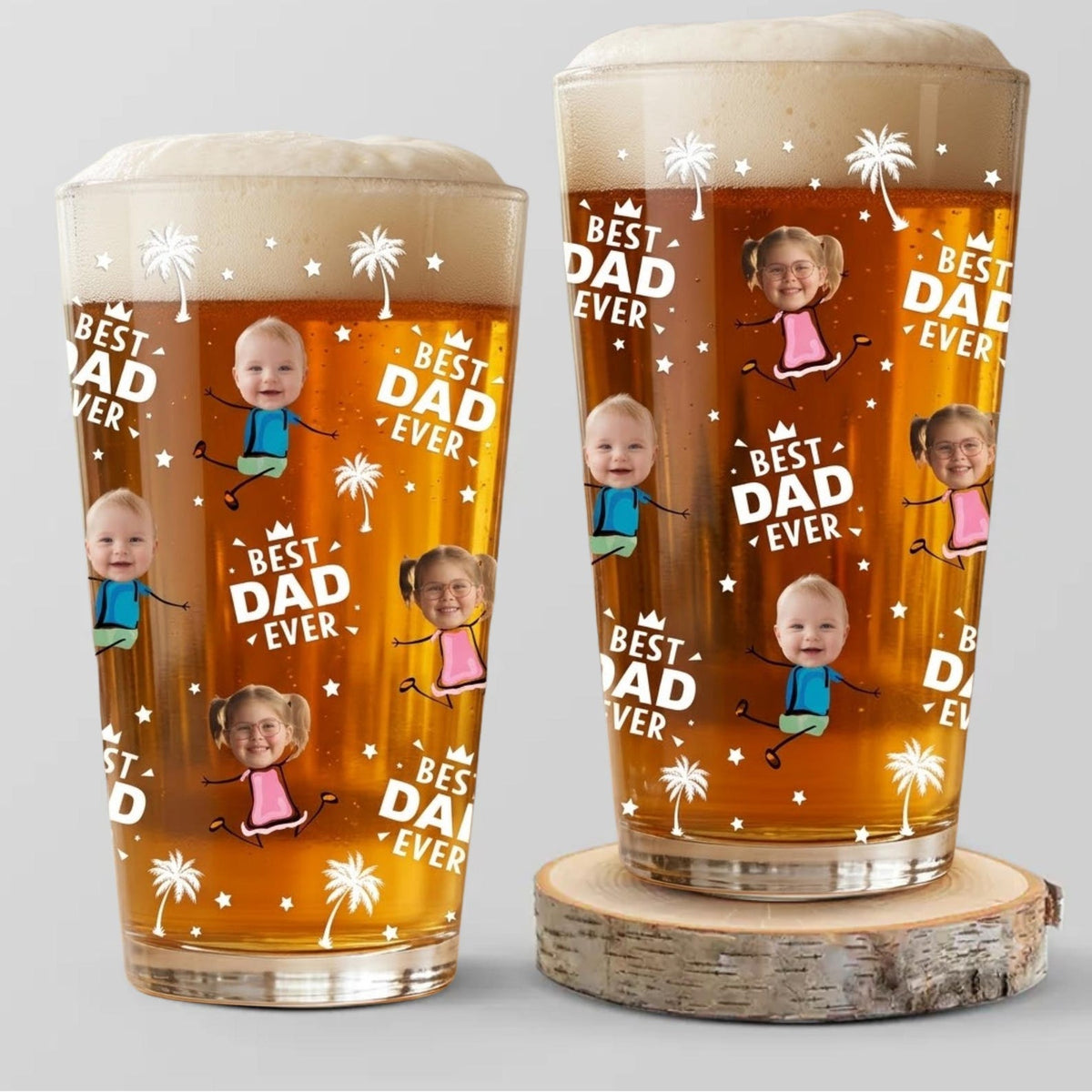 Custom Photo Best Dad Grandpa Ever Beer Glass, Personalized Father s Day Gift, Custom Photo Gifts, Grandpa Gifts
