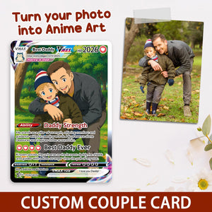 Custom Fathers Day Card, Gift For Dad, Personalized Poke Anniversary Card, Father's Day Gift, Custom Pokemon Card