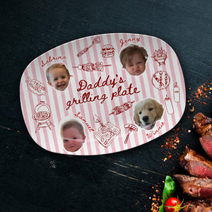 Personalized Photo Dad's Grilling Plate, Custom Baby Face Grill Platter, Father s Day Gift for Dad