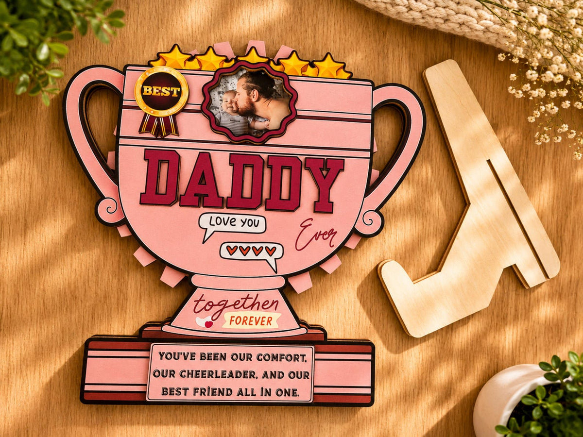 Personalized Daddy Trophy Plaque | Custom Photo Gift for Dad | Father s Day Gift | Birthday Gift for Daddy | Custom Wooden Sign