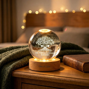 Personalized Tree of Love Couples Crystal LED Ball Light, Wedding Anniversary Gift, Couple Gift, Gift For Mom, Dad, Wedding Gift, Home Decor