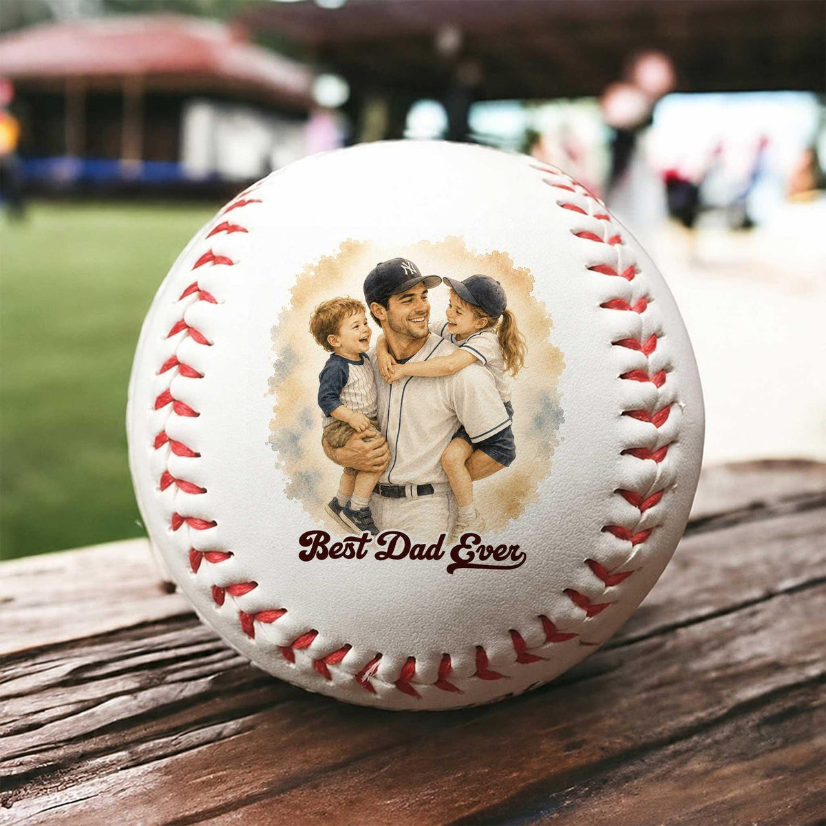 Personalized Baseball With Photo Keepsake, Custom Watercolor Portrait Gift for Dad, Father's Day Gift Coach Dad