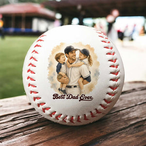 Personalized Baseball With Photo Keepsake, Custom Watercolor Portrait Gift for Dad, Father's Day Gift Coach Dad