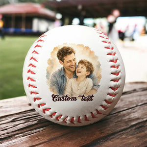 Personalized Baseball With Photo Keepsake, Custom Watercolor Portrait Gift for Dad, Father's Day Gift Coach Dad