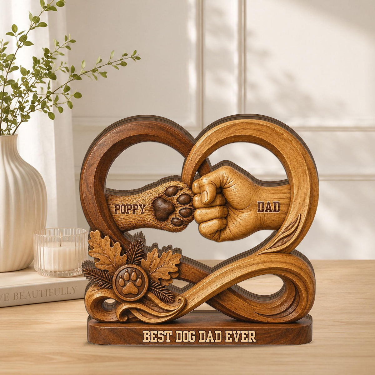 Personalized Dog Dad Wooden Block, Custom Pet Paw Fist Bump Gift, Best Dog Dad Ever Plaque, Dog Lover Gift Fathers Day, Pet Paw Dad Gift