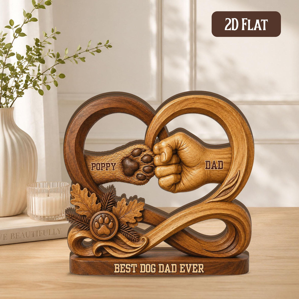 Personalized Dog Dad Wooden Block, Custom Pet Paw Fist Bump Gift, Best Dog Dad Ever Plaque, Dog Lover Gift Fathers Day, Pet Paw Dad Gift