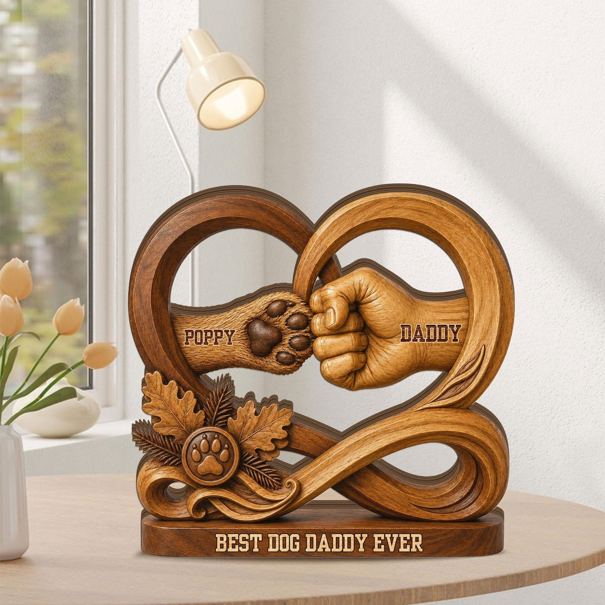 Personalized Dog Dad Wooden Block, Custom Pet Paw Fist Bump Gift, Best Dog Dad Ever Plaque, Dog Lover Gift Fathers Day, Pet Paw Dad Gift