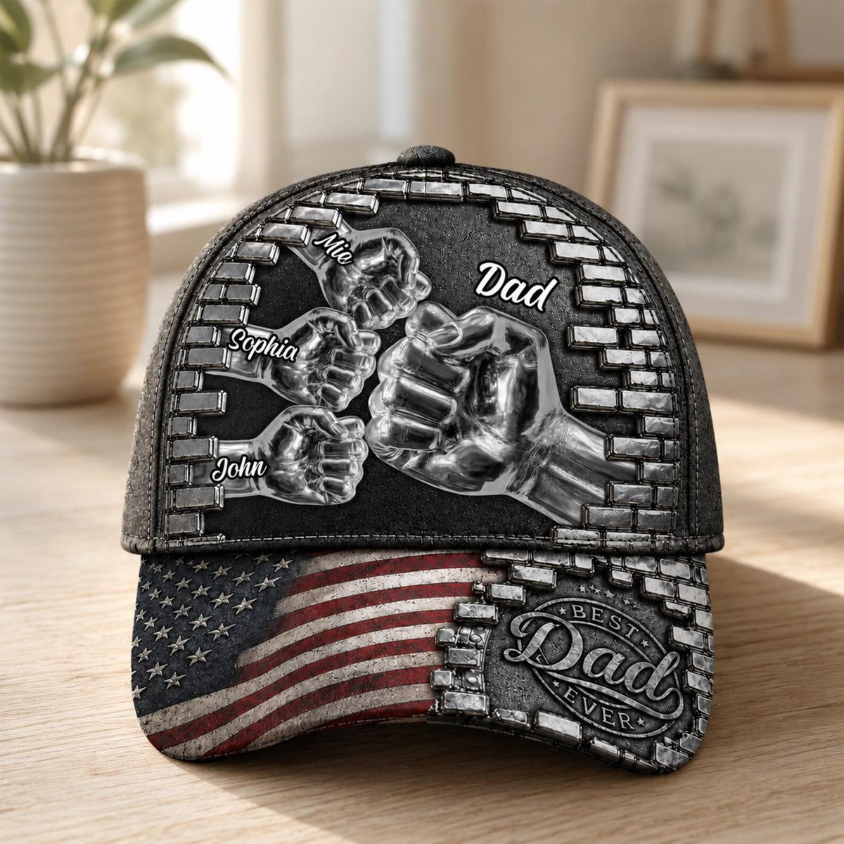 Custom Best Dad EVER 3D Effect All Over Print Hat for Dad,Fathers Day Keepsake Present,Daddy Birthday Gift Idea, Flat Print Classic Adjustable Cap