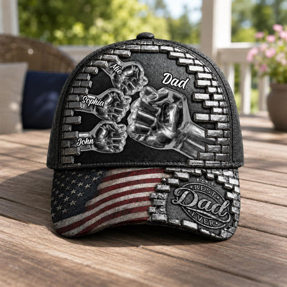 Custom Best Dad EVER 3D Effect All Over Print Hat for Dad,Fathers Day Keepsake Present,Daddy Birthday Gift Idea, Flat Print Classic Adjustable Cap