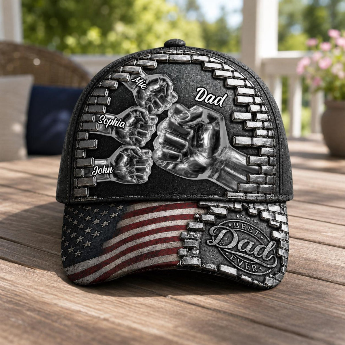 Custom Best Dad EVER 3D Effect All Over Print Hat for Dad,Fathers Day Keepsake Present,Daddy Birthday Gift Idea, Flat Print Classic Adjustable Cap