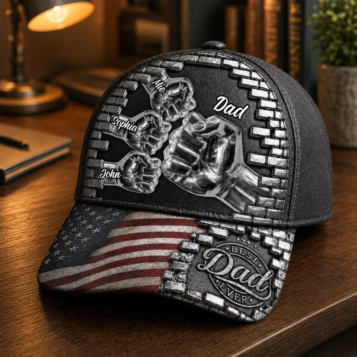 Custom Best Dad EVER 3D Effect All Over Print Hat for Dad,Fathers Day Keepsake Present,Daddy Birthday Gift Idea, Flat Print Classic Adjustable Cap