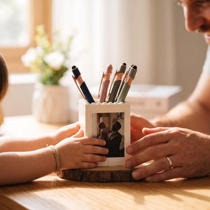 Custom Brick Pencil Pot Personalized Photo Desk Organizer for Dad, Father's day gift for dad grandpa