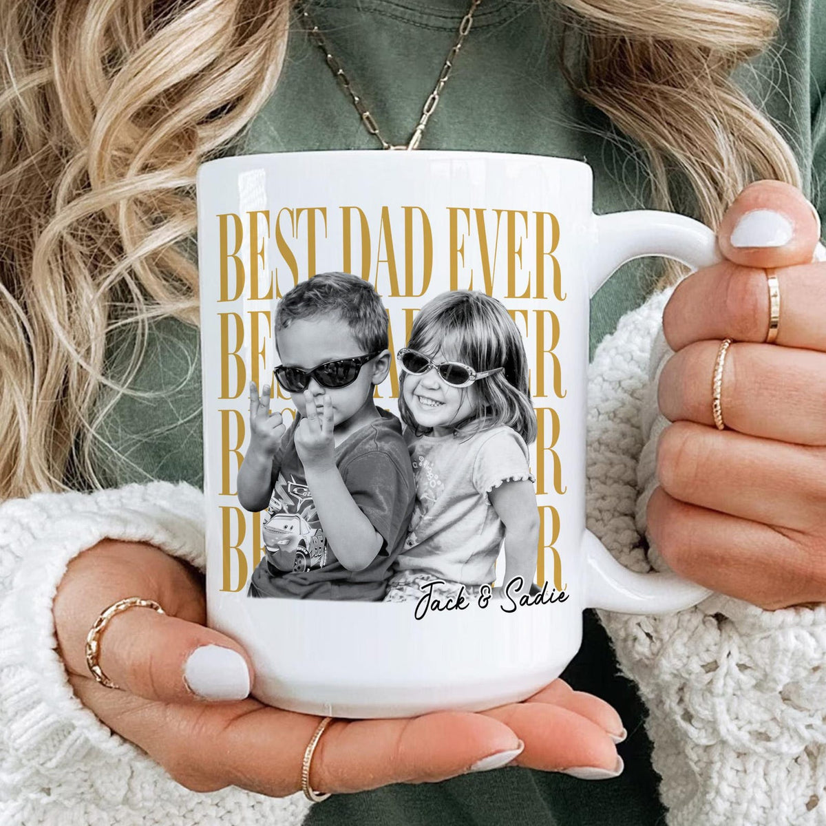 Custom Vintage Retro Photo Dad Mug, Father's Day Mug, Father's Day Gift from Kids, Childhood Photo Mug, Gift for Husband, Dad Coffee Mug