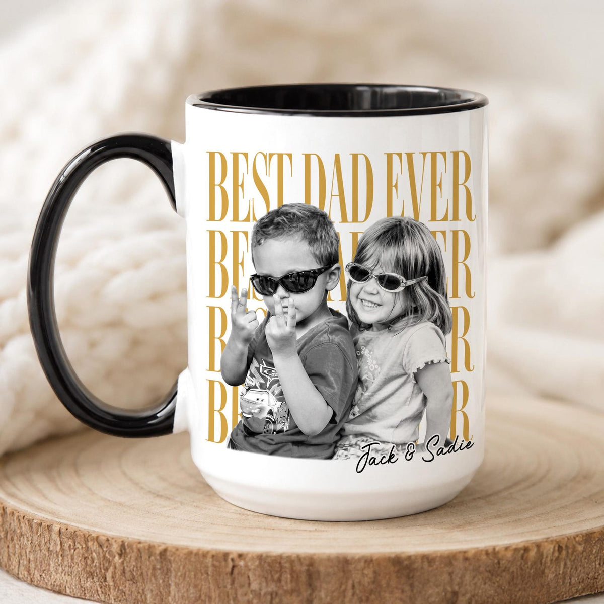 Custom Vintage Retro Photo Dad Mug, Father's Day Mug, Father's Day Gift from Kids, Childhood Photo Mug, Gift for Husband, Dad Coffee Mug
