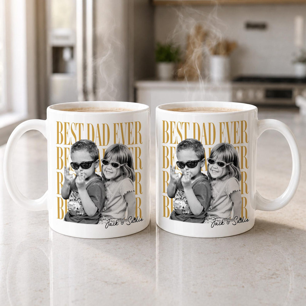Custom Vintage Retro Photo Dad Mug, Father's Day Mug, Father's Day Gift from Kids, Childhood Photo Mug, Gift for Husband, Dad Coffee Mug