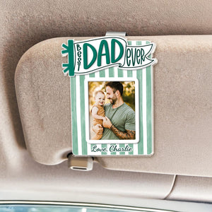Personalized Dad Car Visor Photo Clip, Custom Father's Day Gift From Daughter or Son, Striped Pennant Dad Visor Clip, Drive Safe Daddy