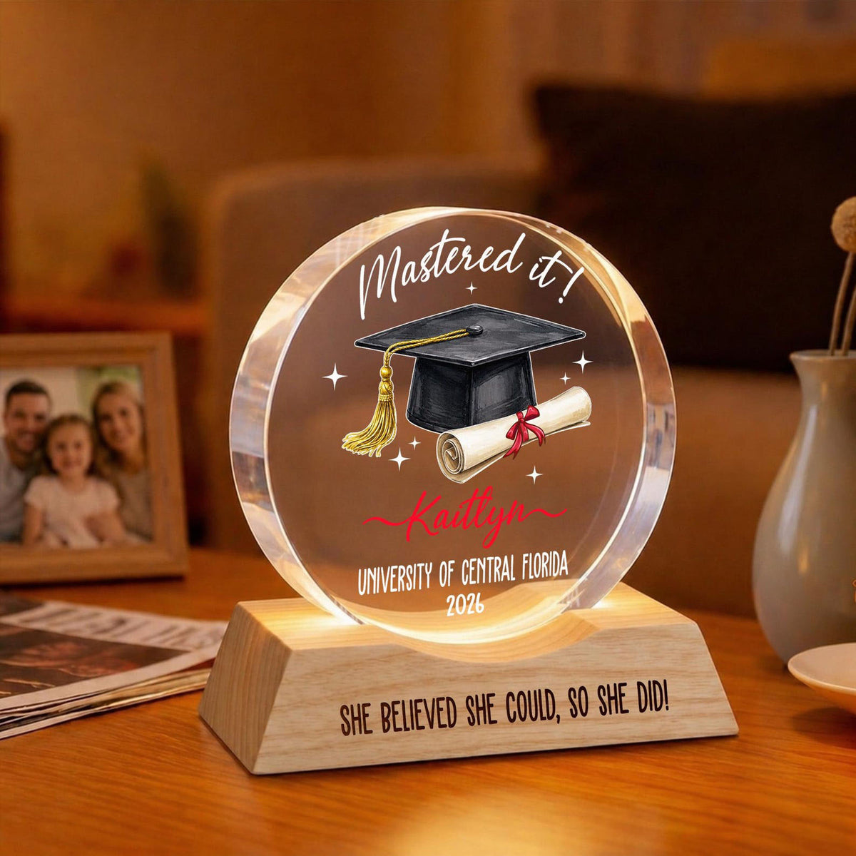 Mastered It Graduation Wave Night Light, Masters Degree Gift, Personalized Graduation Gift, Class of 2026 Grad Gift,Master's Degree MBA Gift