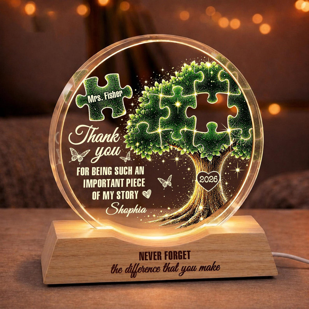 Custom Teacher Appreciation Wave Night Light, Thank You Gift For Teacher, End of Year Teacher Gifts, Teacher Night Light, Gifts for Mentor