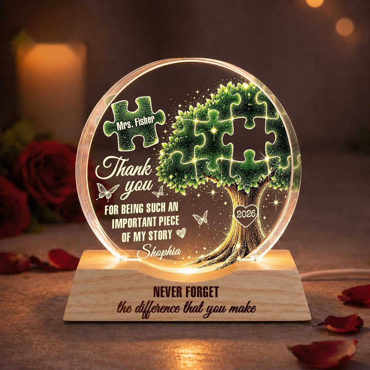 Custom Teacher Appreciation Wave Night Light, Thank You Gift For Teacher, End of Year Teacher Gifts, Teacher Night Light, Gifts for Mentor