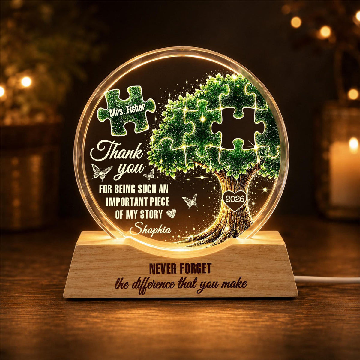 Custom Teacher Appreciation Wave Night Light, Thank You Gift For Teacher, End of Year Teacher Gifts, Teacher Night Light, Gifts for Mentor