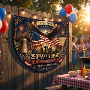Usa 250th Anniversary Semi Circular Flag Eagle Liberty Bell We The People 1776 2026 Patriotic Bunting 4th Of July Decor