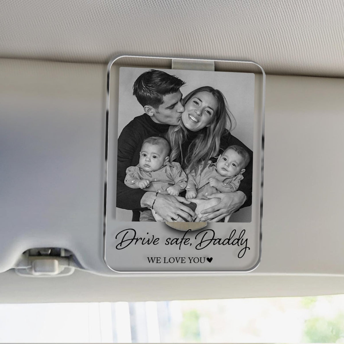 Custom Fathers Day Gift For Dad Photo Car Visor Clip, Drive Safe Daddy Gift, Husband Gift Drive Safe Sun Visor Clip, Acrylic Car Accessories