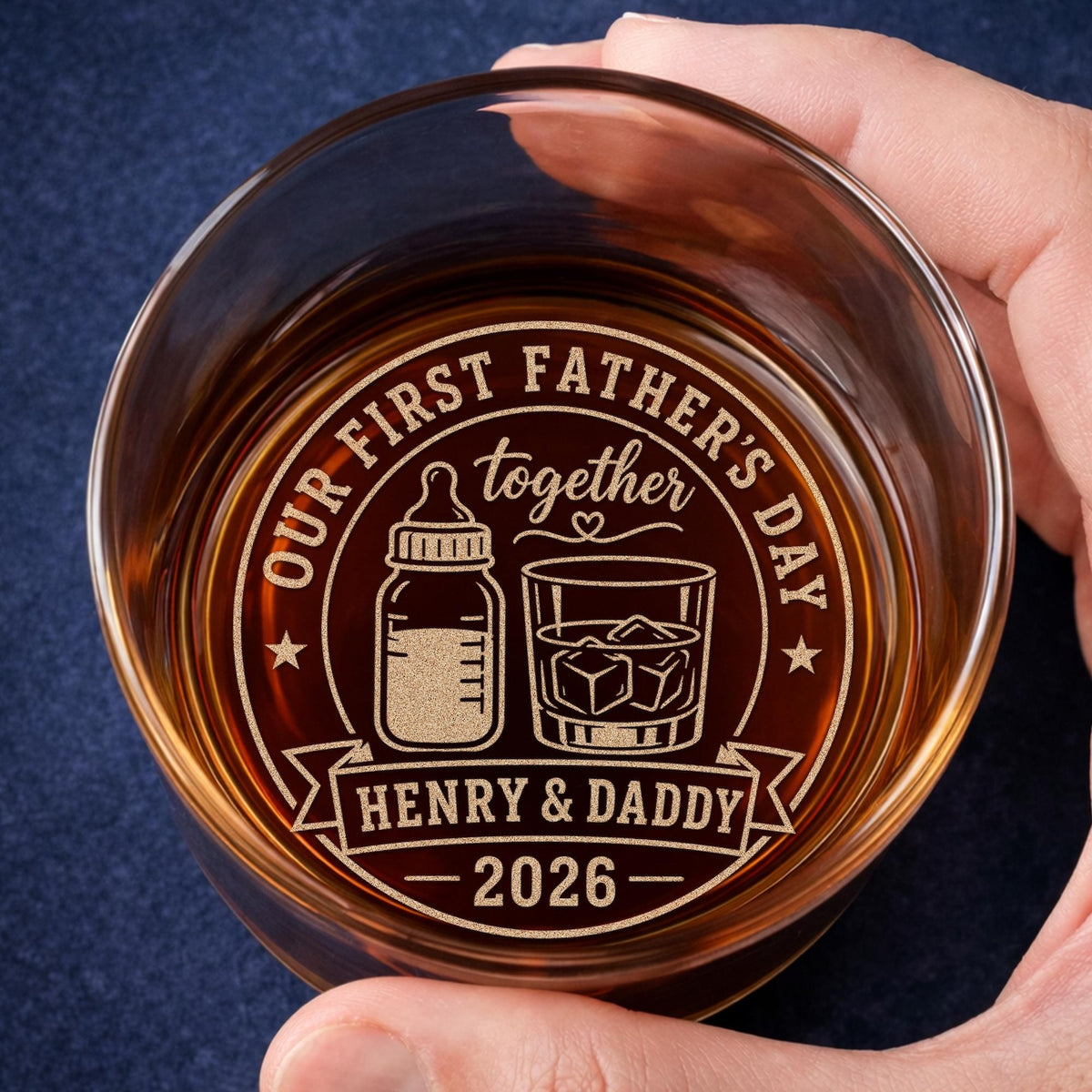 Personalized First Father's Day Whiskey Glass With Photo, New Dad Gift, Daddy Photo with Newborn Gift, Unique Father's Day Gift for New Dad