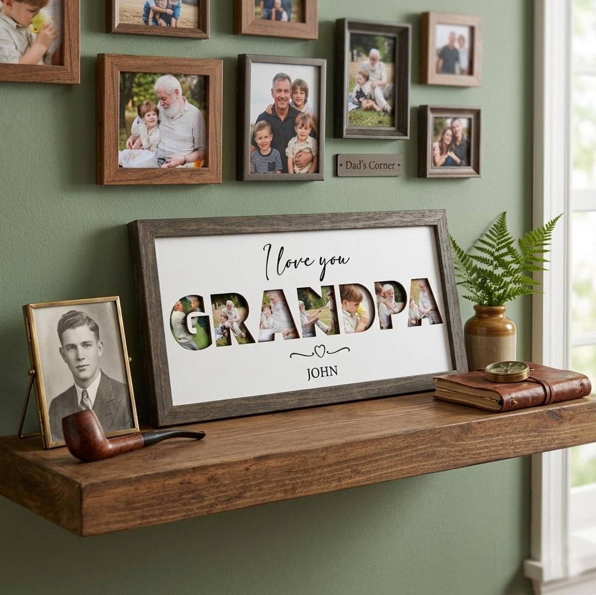 Personalized Photo Frame for Grandpa, Father's Day Photo Frame, Grandpa We Love You, Photo Sign for Dad, Custom Grandkids Photo, Family Gift
