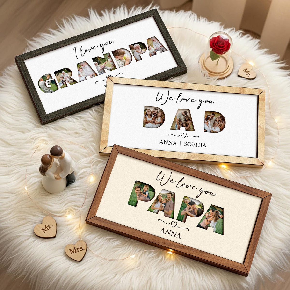 Personalized Photo Frame for Grandpa, Father's Day Photo Frame, Grandpa We Love You, Photo Sign for Dad, Custom Grandkids Photo, Family Gift