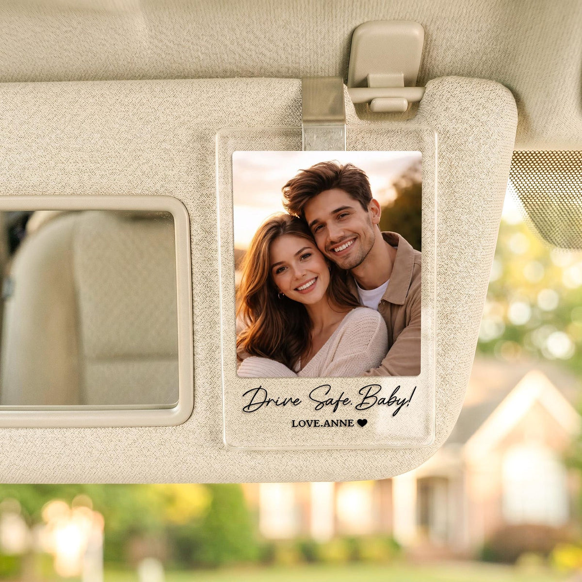 Personalized Family Dad Photo Car Visor Clip, Drive Safe Daddy, Anniversary Gift for Him, Gifts for Boyfriend, Husband, Fathers Day Gift