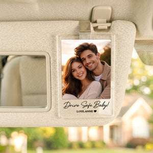 Personalized Family Dad Photo Car Visor Clip, Drive Safe Daddy, Anniversary Gift for Him, Gifts for Boyfriend, Husband, Fathers Day Gift
