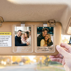 Personalized Family Dad Photo Car Visor Clip, Drive Safe Daddy, Anniversary Gift for Him, Gifts for Boyfriend, Husband, Fathers Day Gift