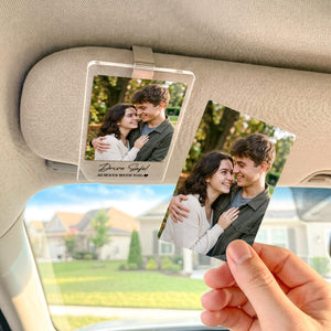 Personalized Family Dad Photo Car Visor Clip, Drive Safe Daddy, Anniversary Gift for Him, Gifts for Boyfriend, Husband, Fathers Day Gift